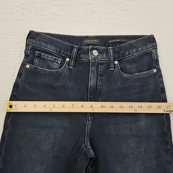 Banana Republic Premium Jeans Women's 27L (28x30) Raw Hem Dark Wash Leggings EUC - Picture 10 of 14